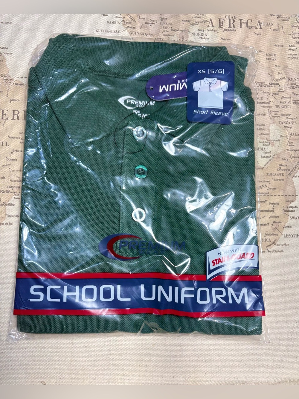 School Uniform Premium Wear short-sleeve hunter green polo shirt Sz 5/6 Boys NWT